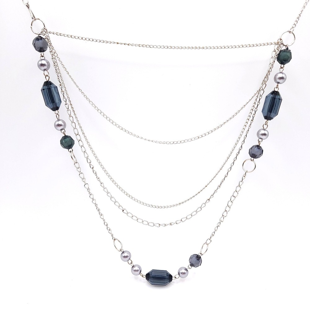 Silver‎ Multi Strand Boho Statement Necklace